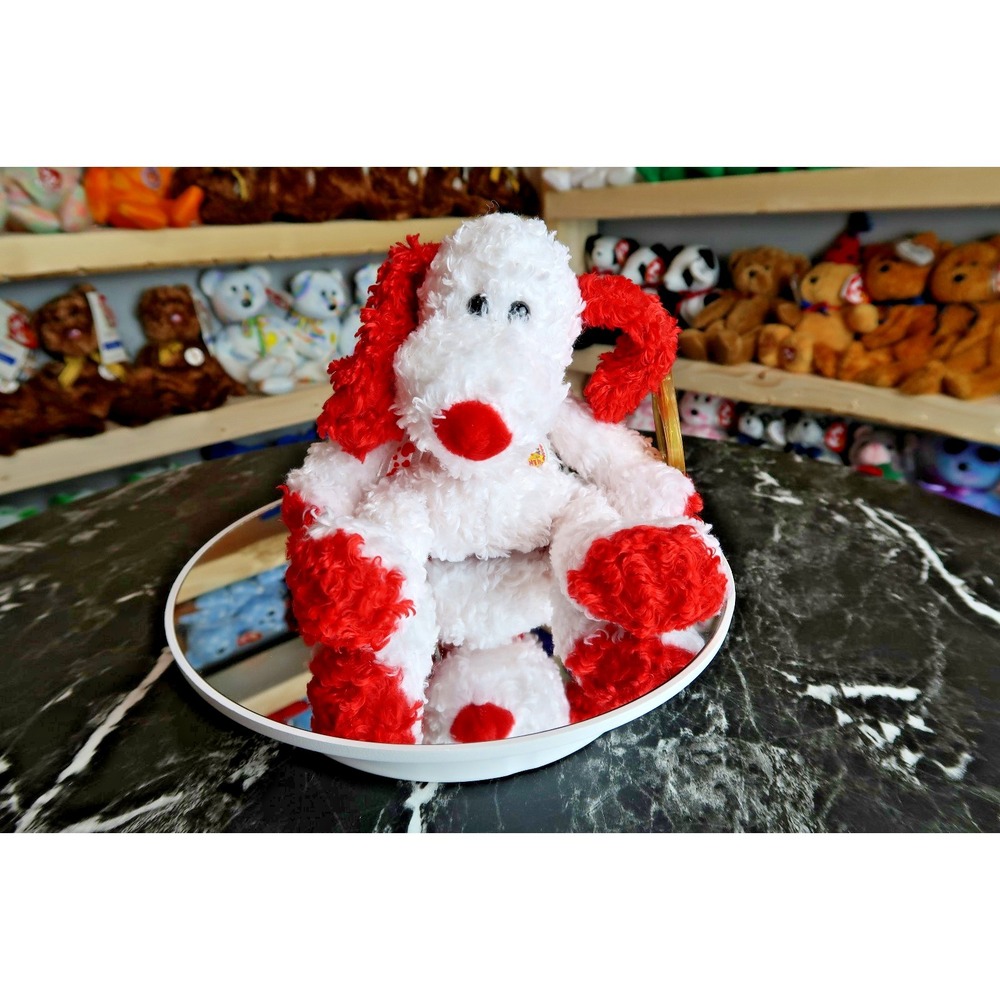 TY Beanie Baby -โ "Adonis" BBOM the Red and White Dog Retired Vintage MWMT